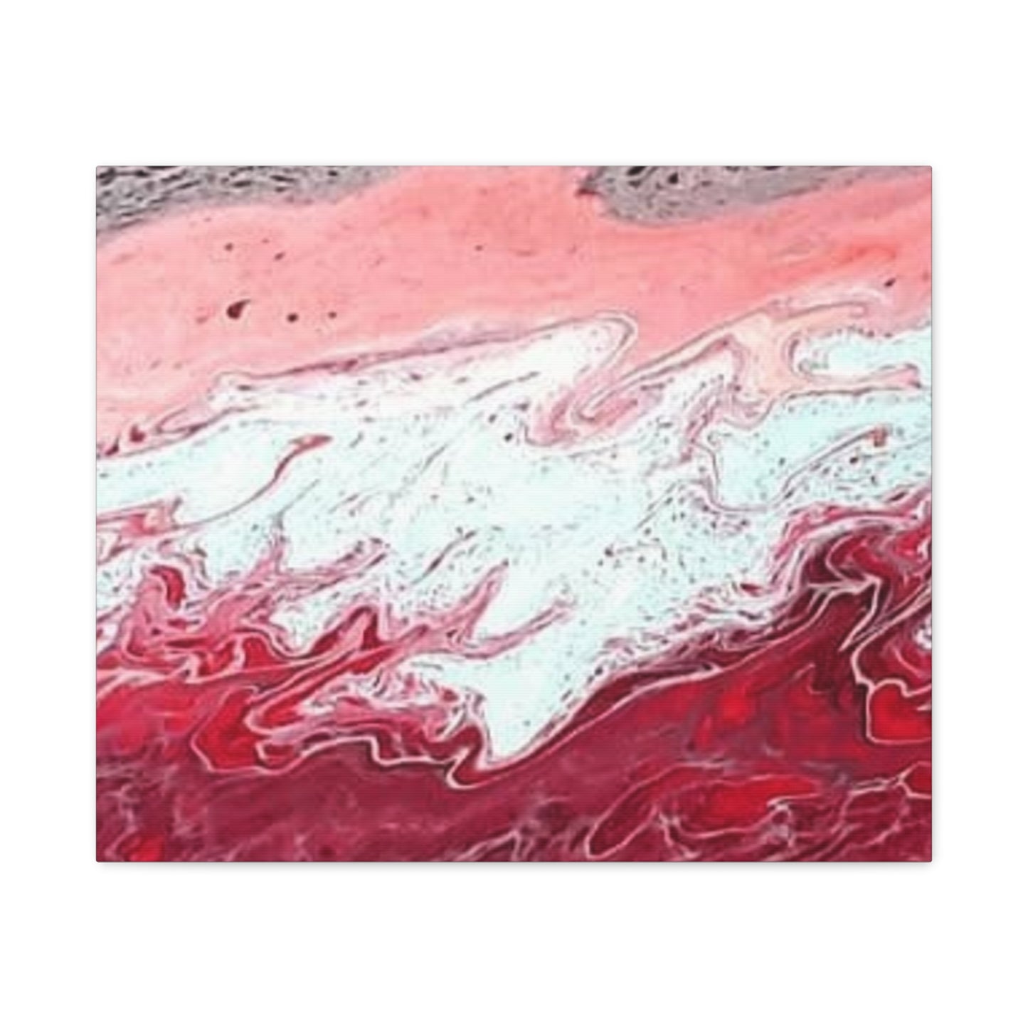 Abstract Pink & Red Fluid Art Canvas — Matte Stretched Wall Art