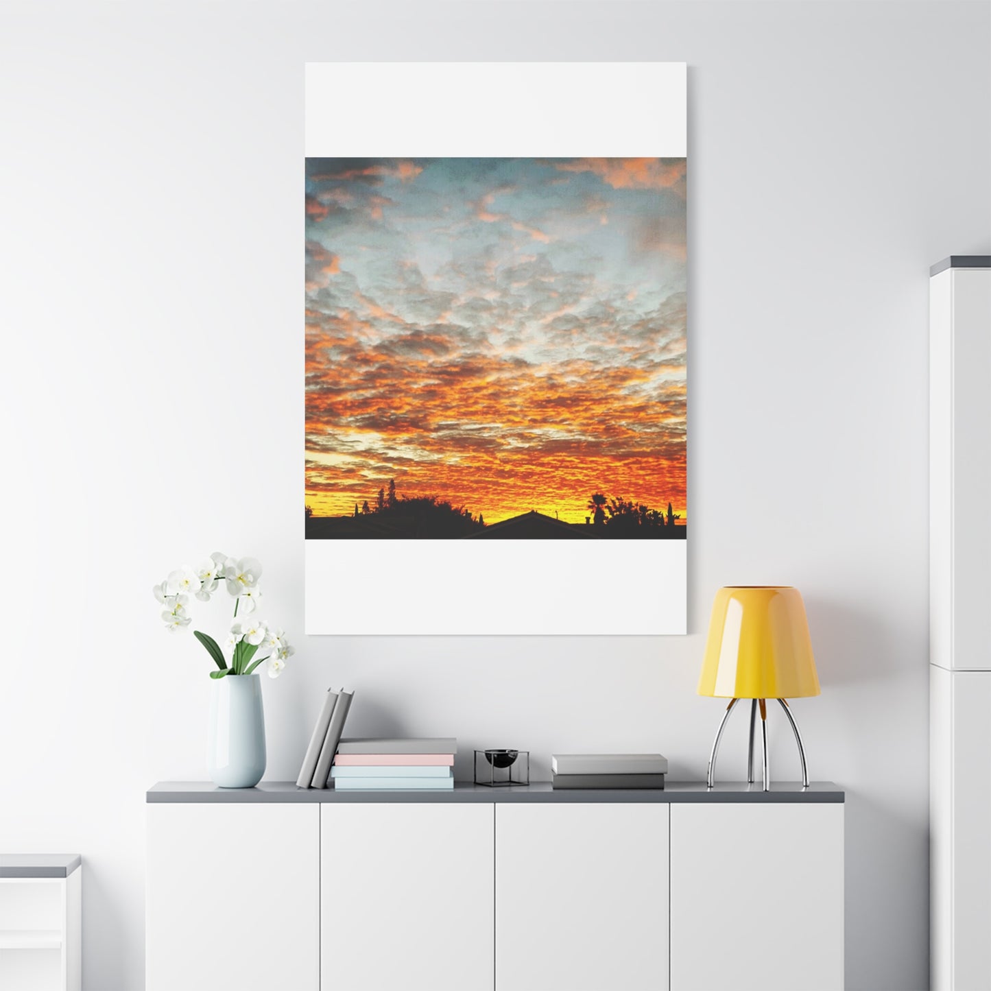 Sunset Sky Canvas Print — Orange Cloudscape Matte Stretched Wall Art
