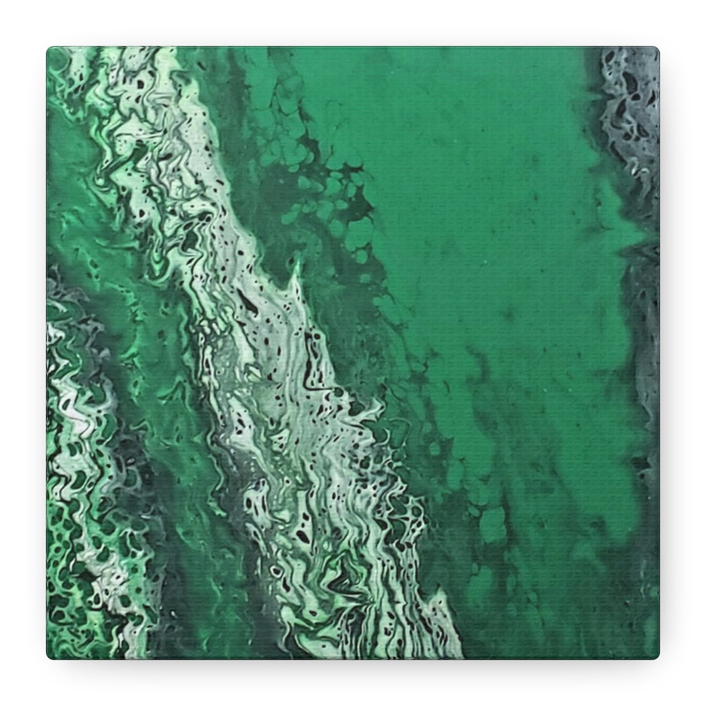 Emerald Wave Abstract Canvas Print — Matte Stretched Wall Art