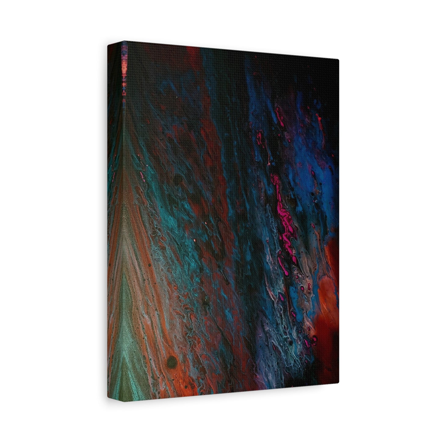 Abstract Fluid Art Canvas Wall Art - Jupiter pour — Vibrant Ocean Night Matte Stretched Canvas