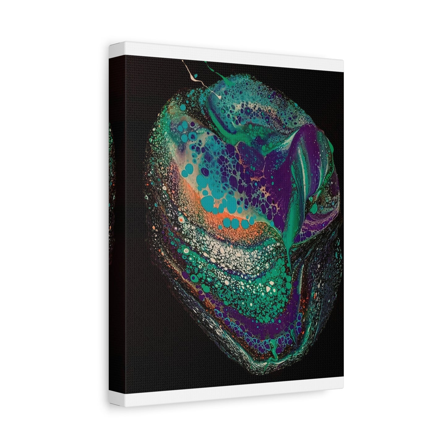 Abstract Fluid Art Canvas Print — Teal, Purple & Gold Swirl Matte Stretched Wall Art