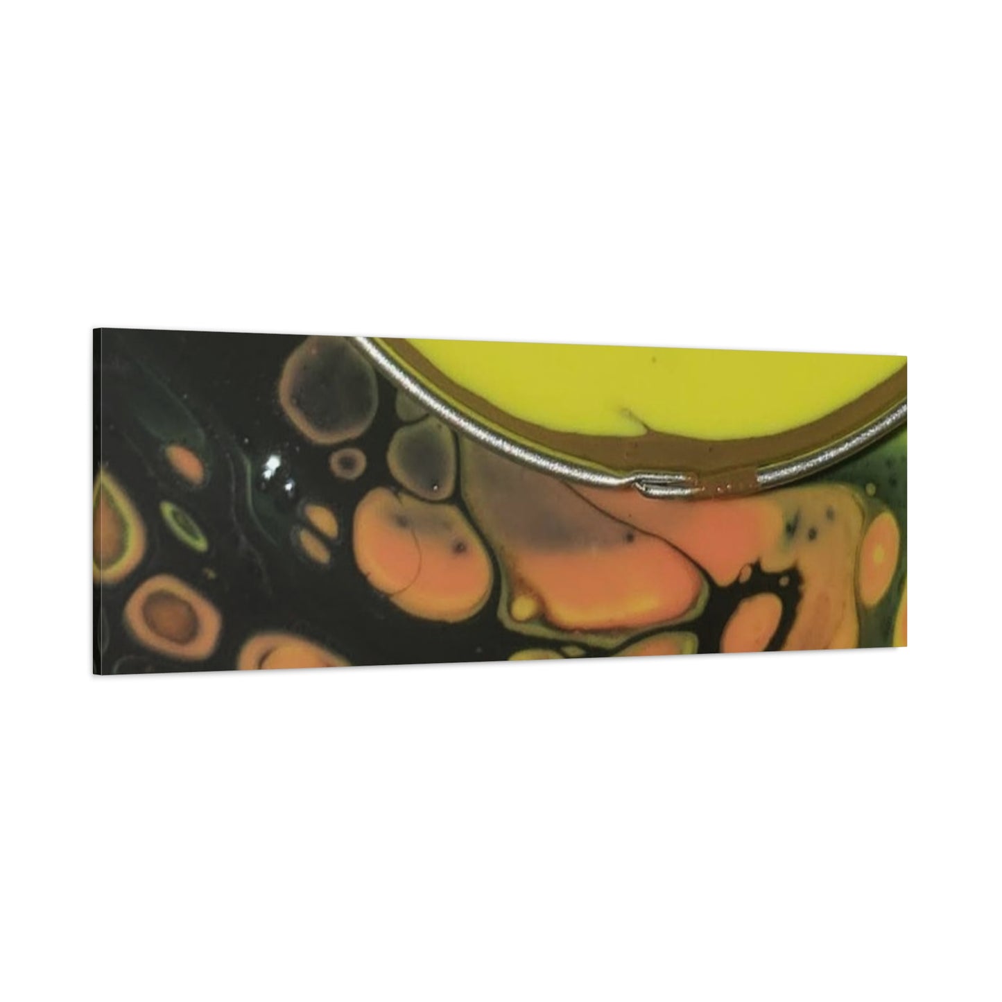 Abstract Fluid Art Canvas Print — Yellow & Black Cell Pour