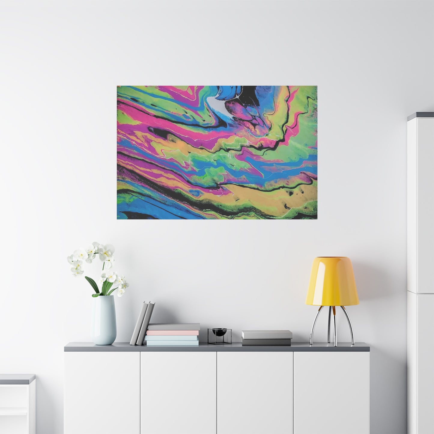 Abstract Neon Fluid Art Canvas Print — Vibrant Psychedelic Wall Decor