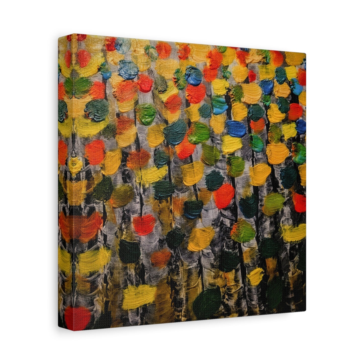 birch trees with color strokes - Abstract Color Bloom Matte Canvas Wall Art — Stretched 1.25"