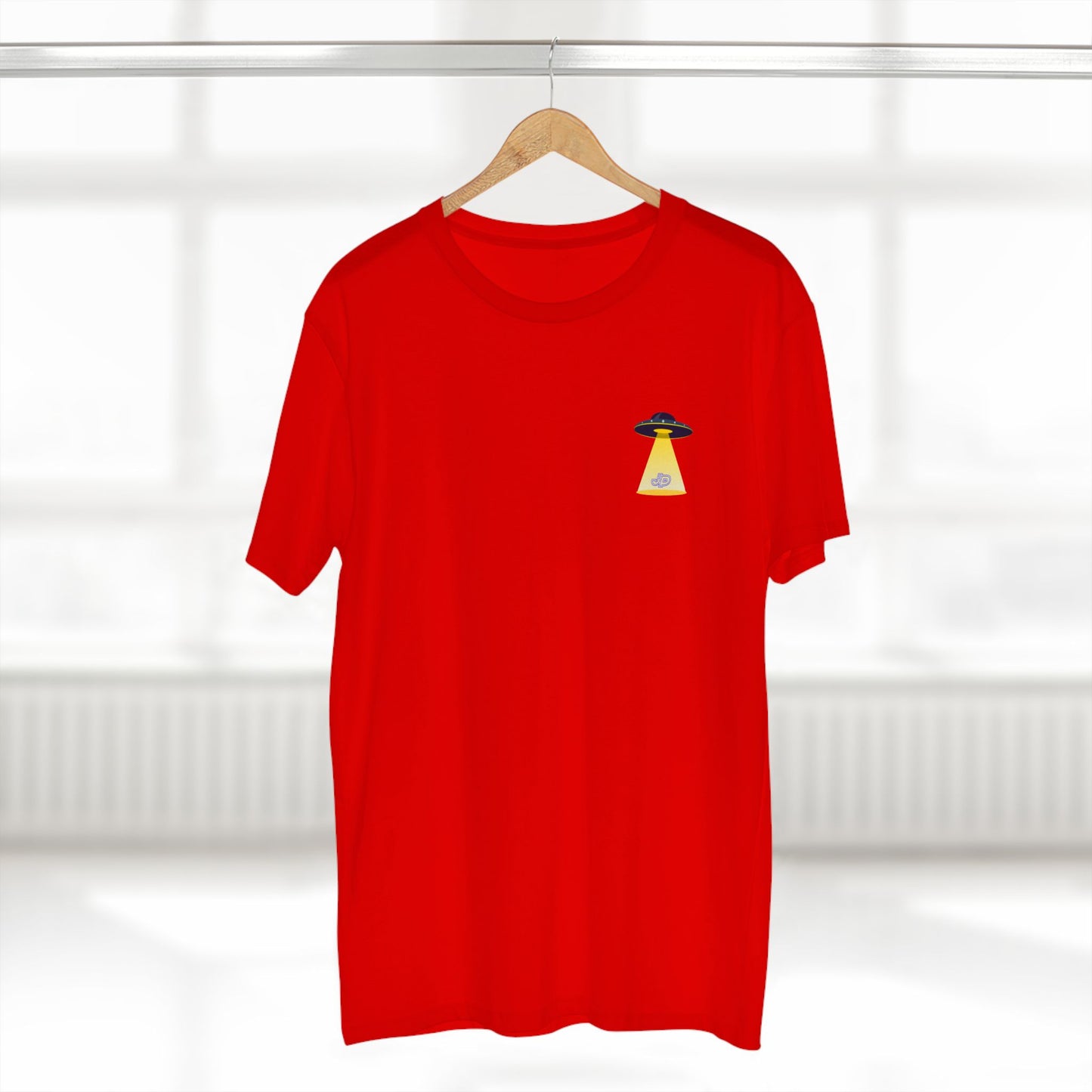 UFO Chest Pocket Tee — Retro Rocket Back Graphic Shirt