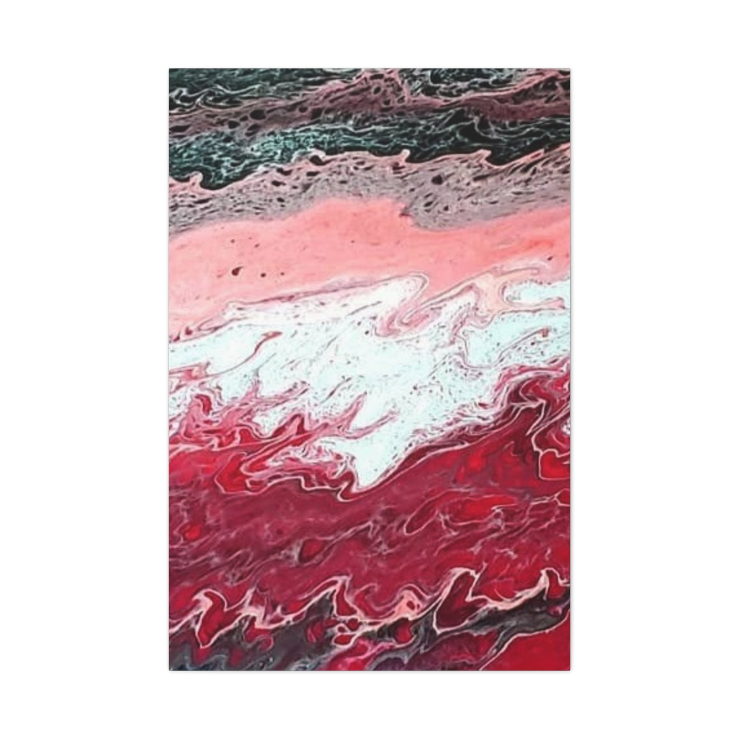Abstract Pink & Red Fluid Art Canvas — Matte Stretched Wall Art