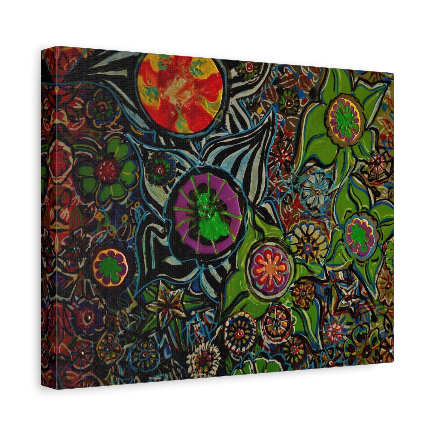 Urban_gardening-03 - Psychedelic Floral Canvas Print — Vibrant Abstract Garden Wall Art
