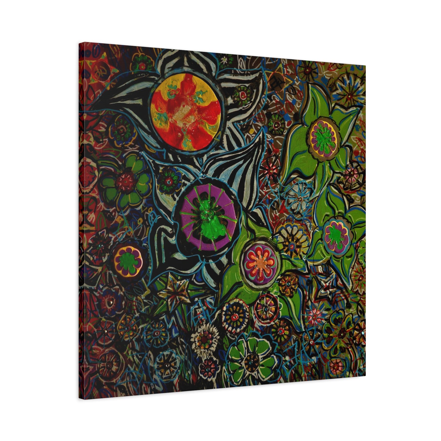 Urban_gardening-03 - Psychedelic Floral Canvas Print — Vibrant Abstract Garden Wall Art