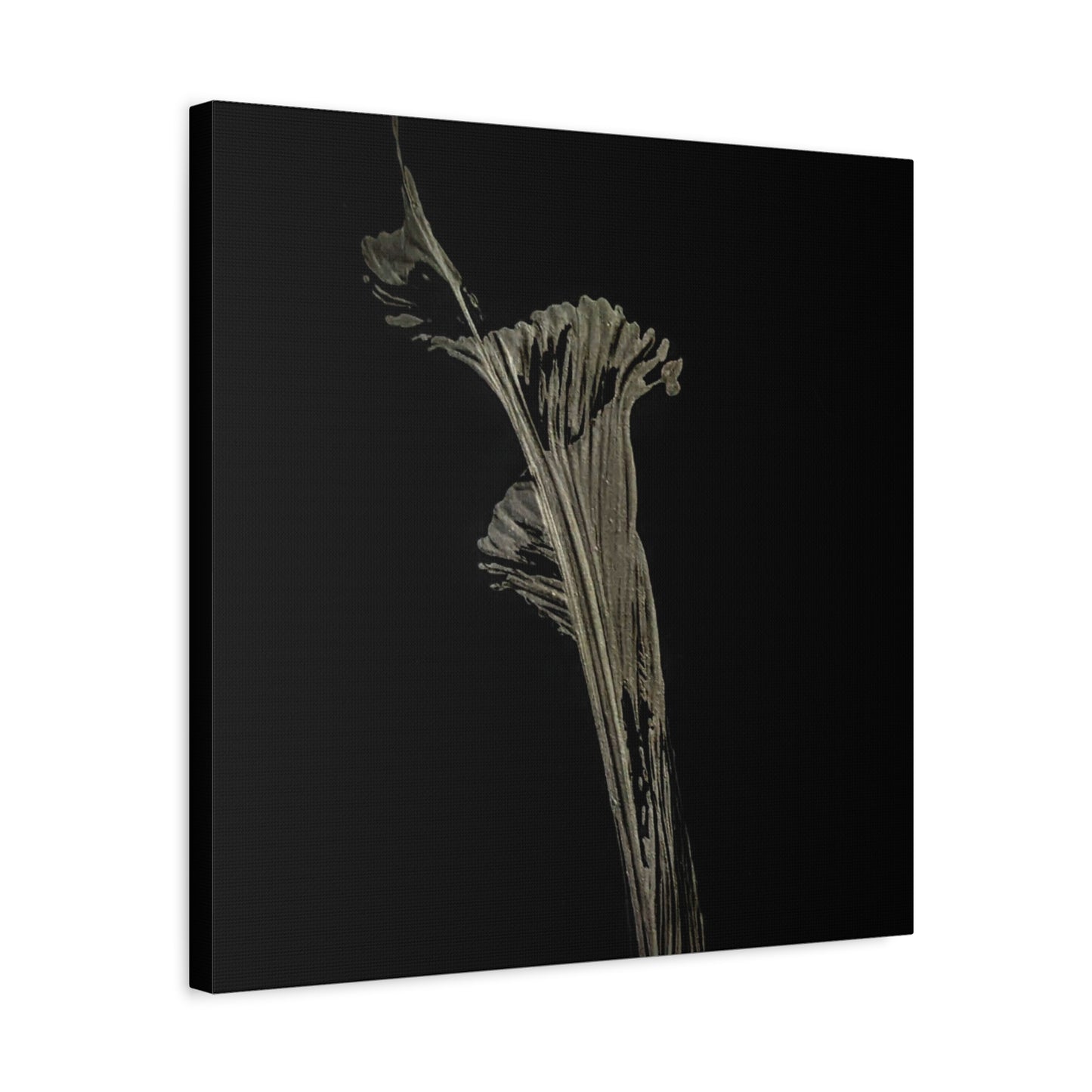 Calla Lilly - Minimalist Botanical Canvas Print — Monochrome Flower Art on Black Matte