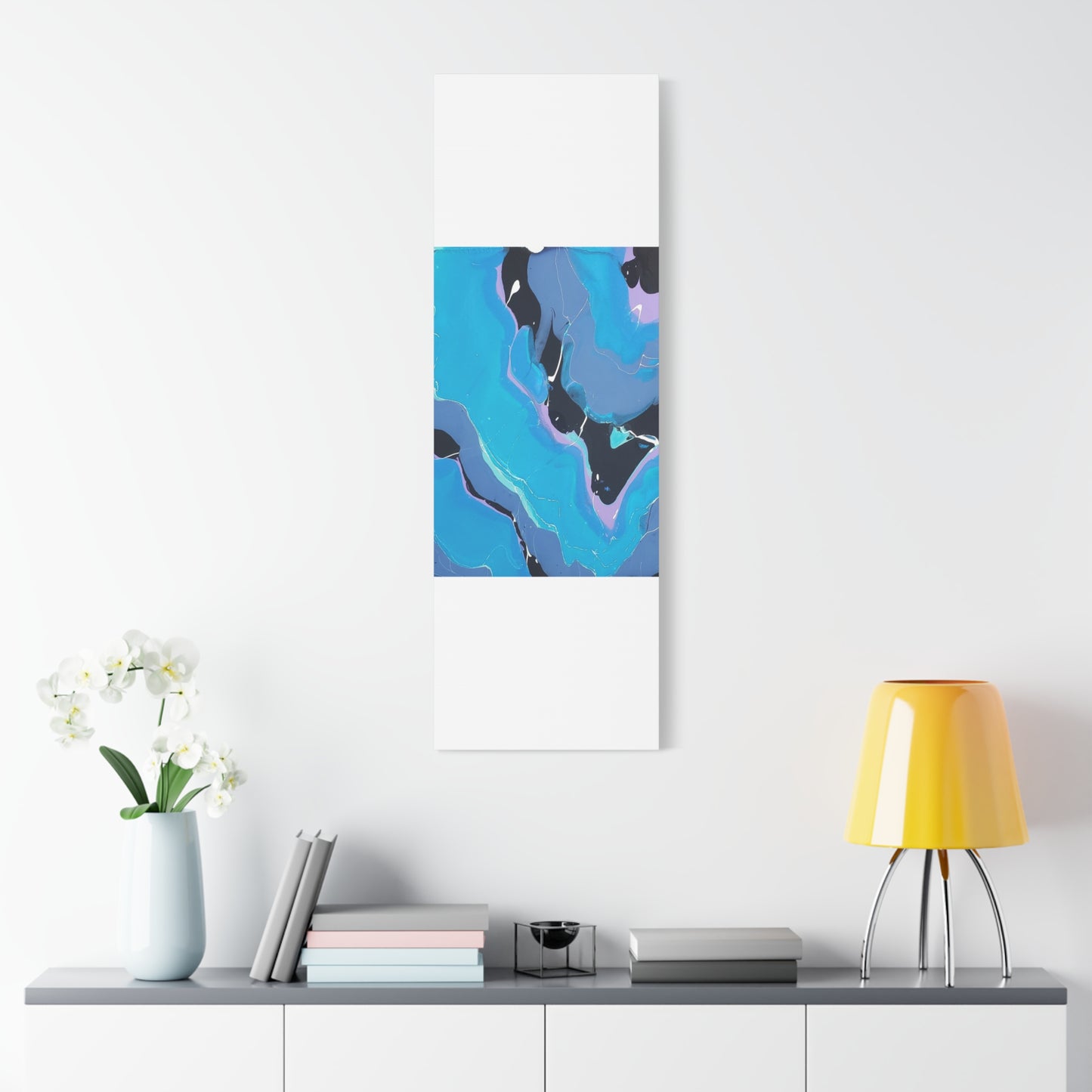 Abstract Blue Fluid Art Canvas Print — Matte Stretched Wall Art 1.25"