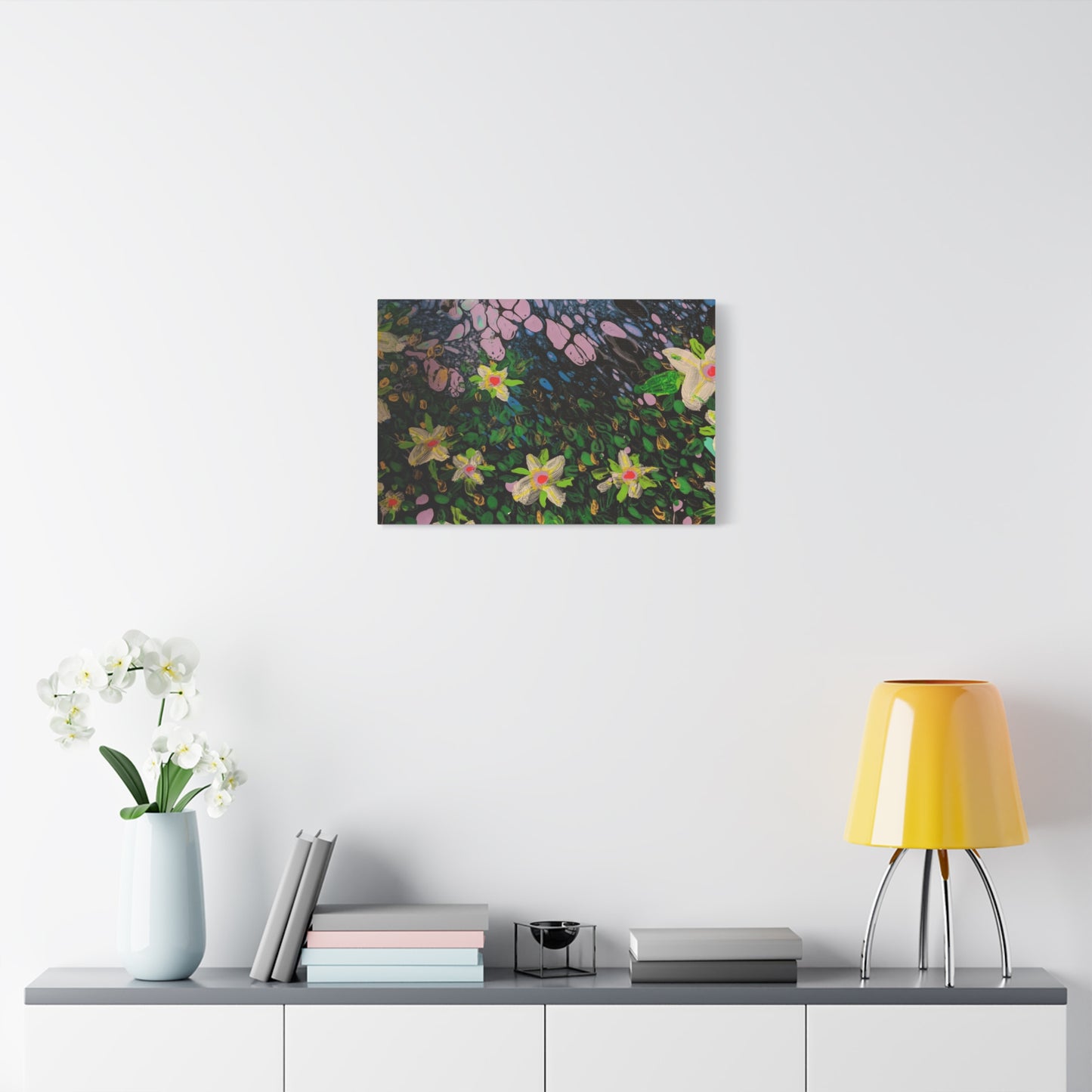 Floetrol&Flowers - Night Pour Garden Matte Canvas Print — Stretched Wall Art