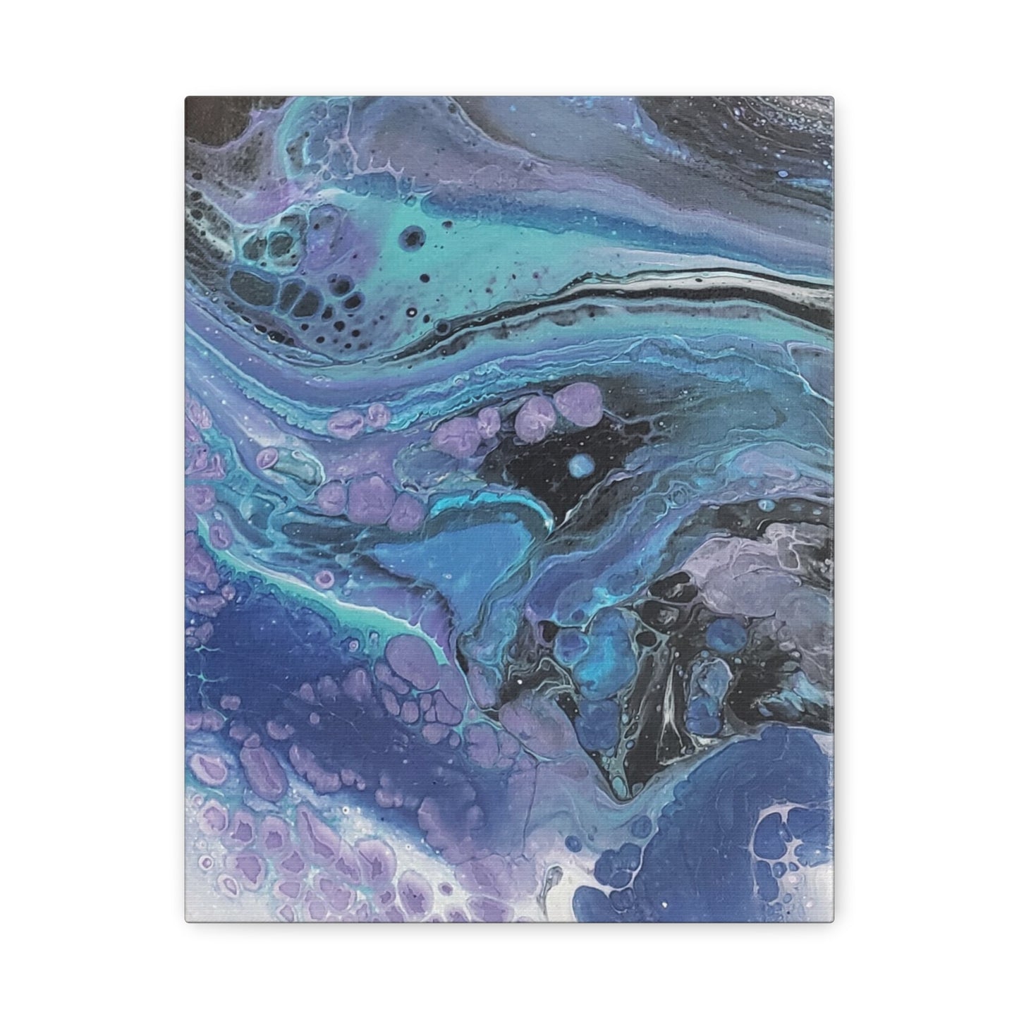 Abstract Ocean Wave Matte Canvas Print — Blue & Purple Fluid Art, Stretched 1.25"