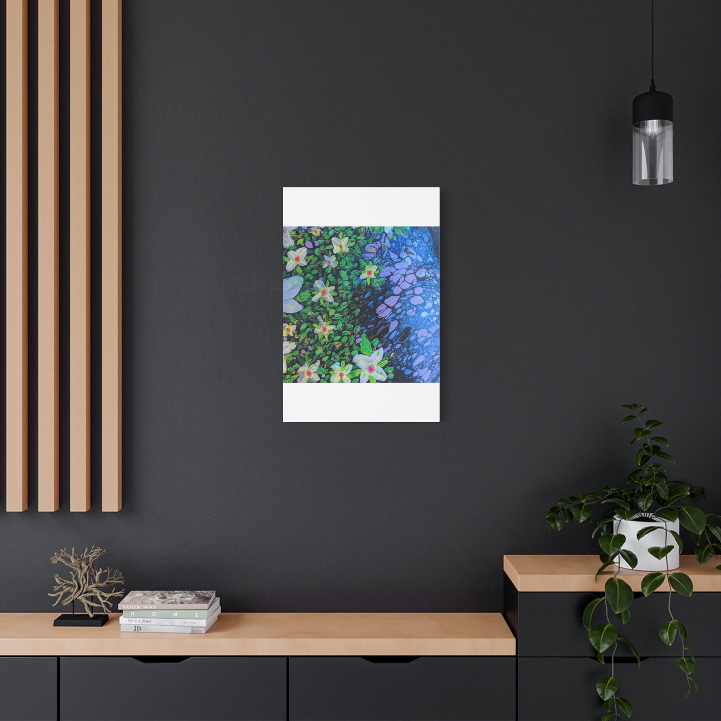 Floetrol&Flowers -  Reef Matte Canvas Wall Art — Blue & Green Abstract Flower Painting