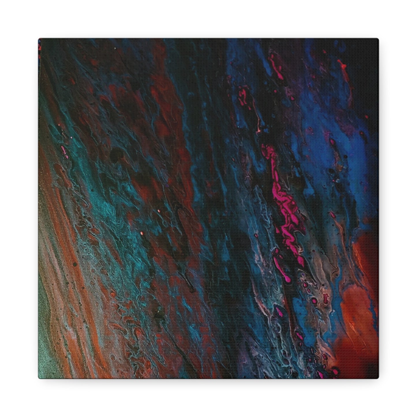 Abstract Fluid Art Canvas Wall Art - Jupiter pour — Vibrant Ocean Night Matte Stretched Canvas