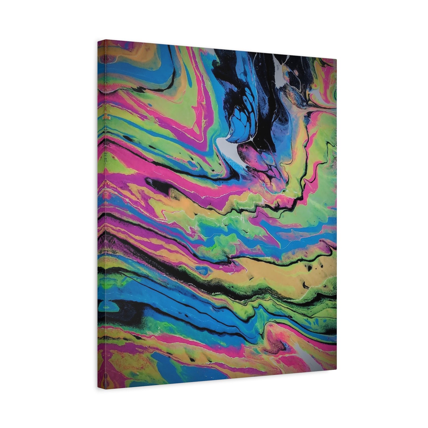 Abstract Neon Fluid Art Canvas Print — Vibrant Psychedelic Wall Decor