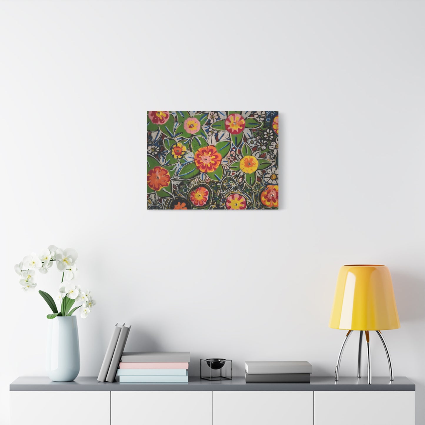 Urban_gardening-04 - Floral Pop Matte Stretched Canvas – Colorful Hand-Painted Garden Wall Art