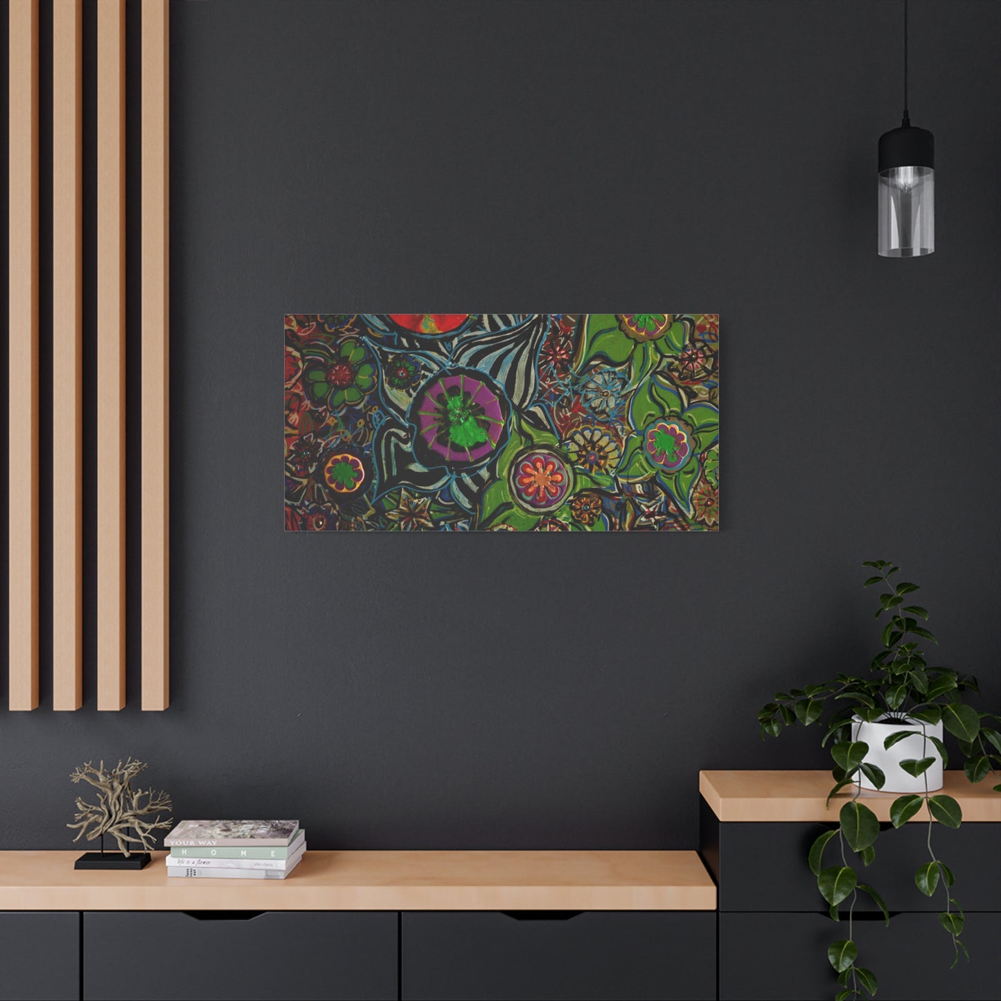 Urban_gardening-03 - Psychedelic Floral Canvas Print — Vibrant Abstract Garden Wall Art
