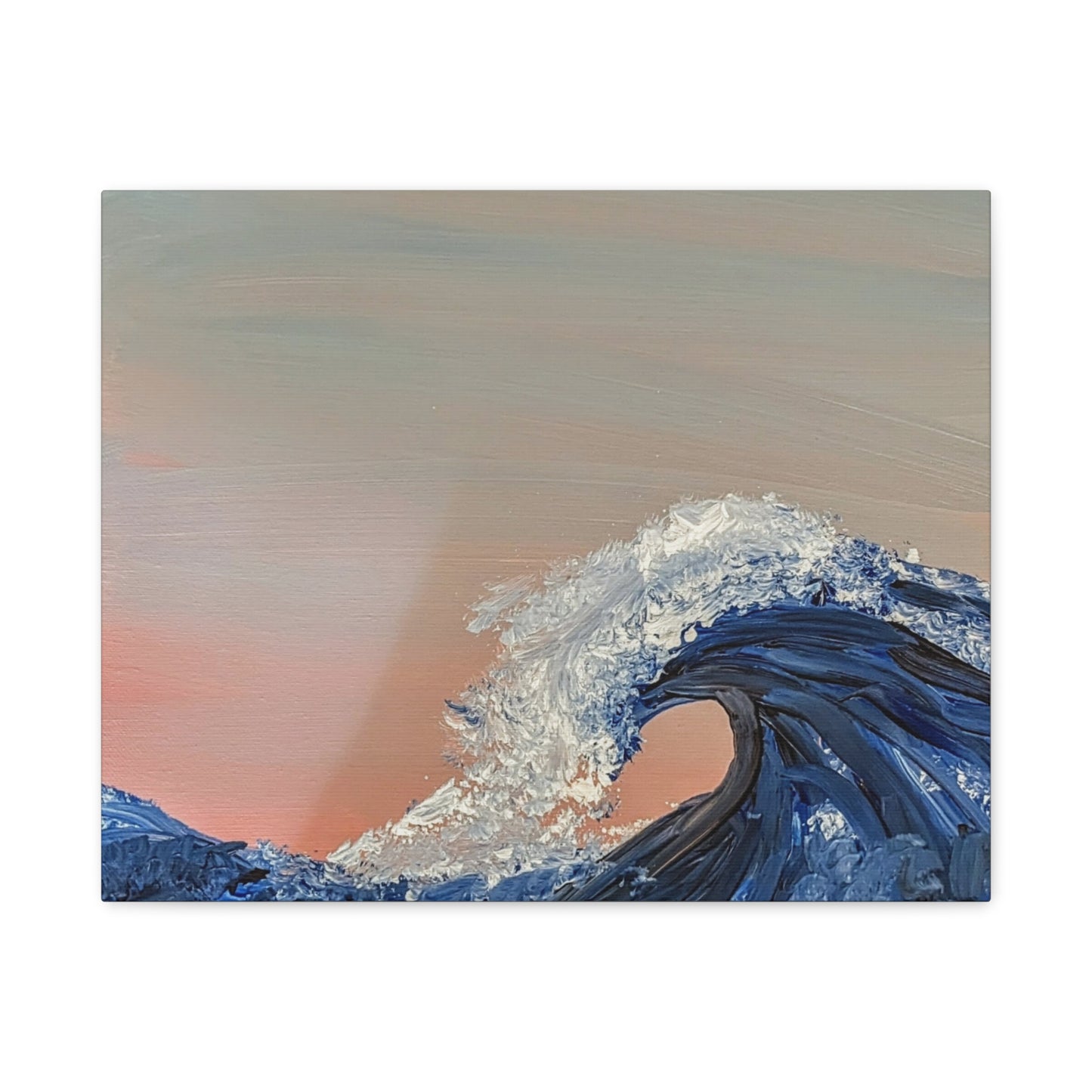 California_Coast - Ocean Wave Canvas Art — Blue Wave Seascape Matte Stretched Canvas