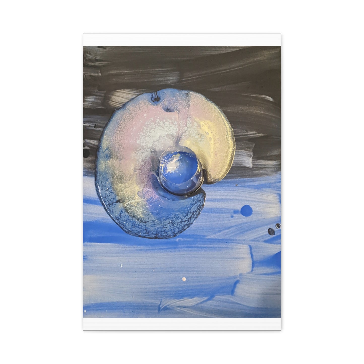 the nautilus - Abstract Blue Spiral Matte Canvas Art - Nautical Coastal Wall Decor