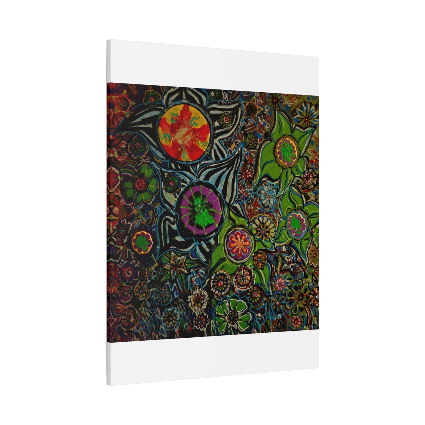 Urban_gardening-03 - Psychedelic Floral Canvas Print — Vibrant Abstract Garden Wall Art
