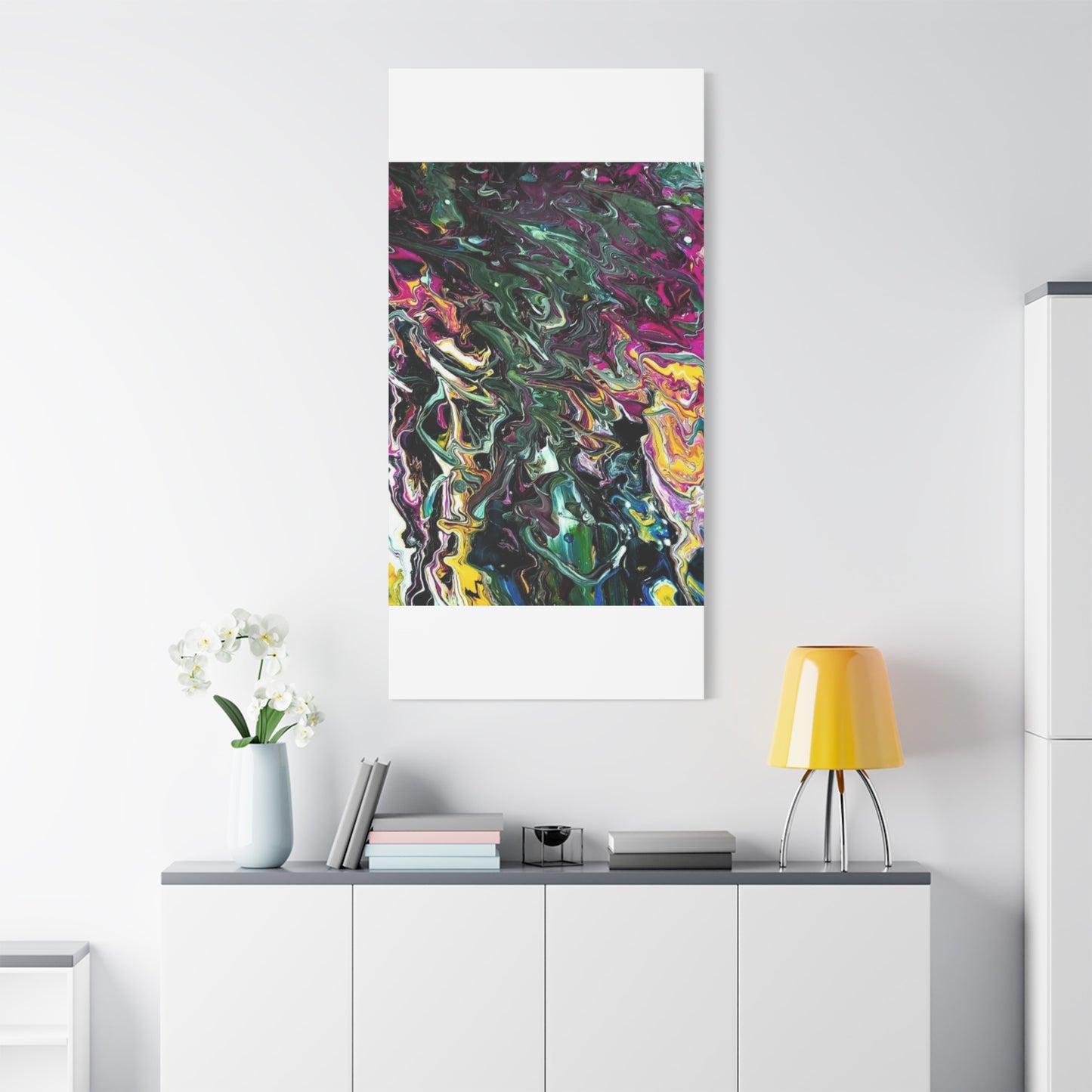 chaos in the garden - Abstract Fluid Art Matte Canvas Print - Colorful Swirl Wall Art