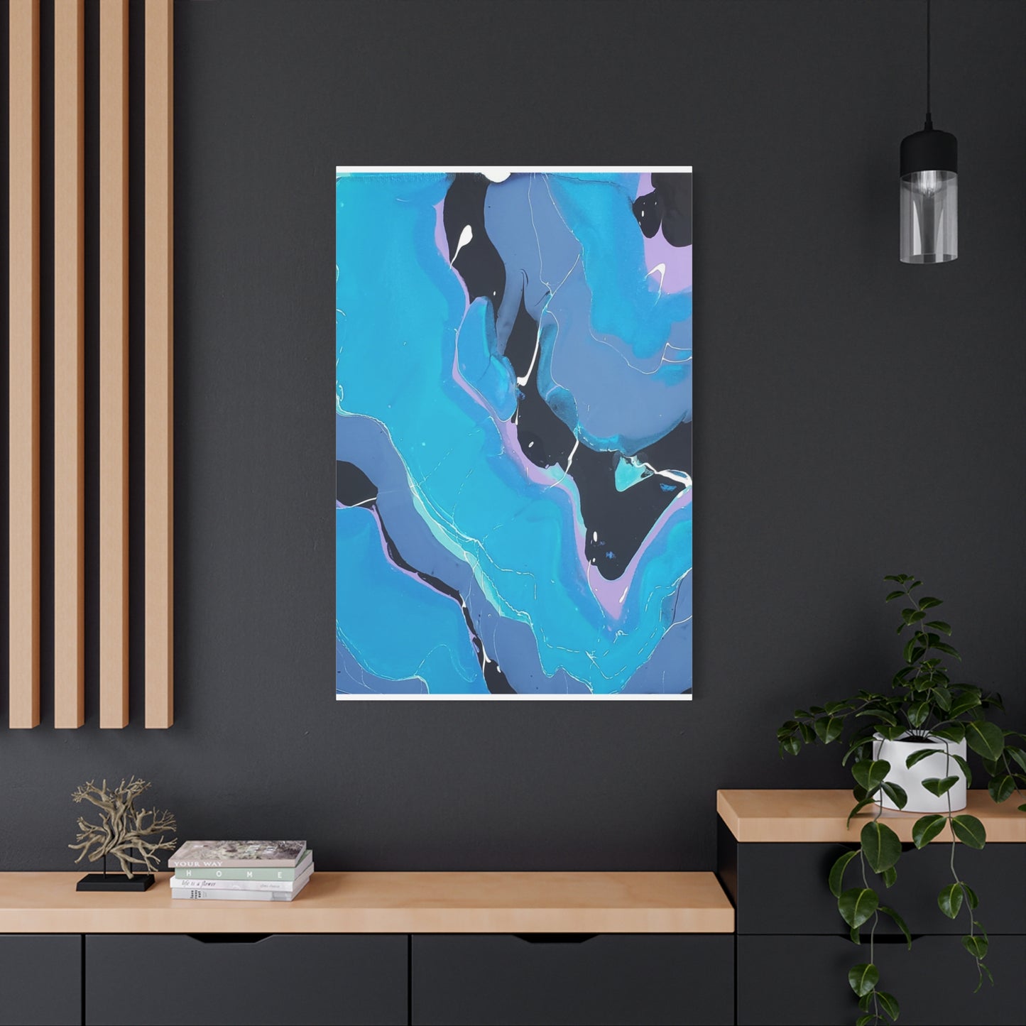Abstract Blue Fluid Art Canvas Print — Matte Stretched Wall Art 1.25"