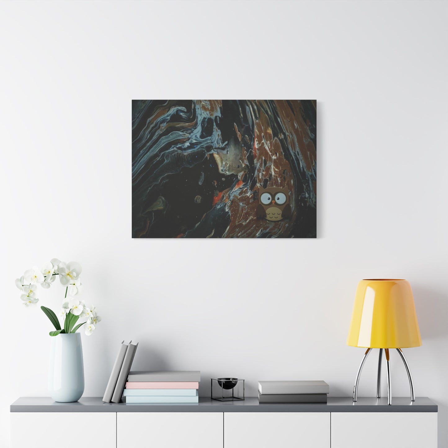 Abstract Swirl Owl Matte Canvas Print