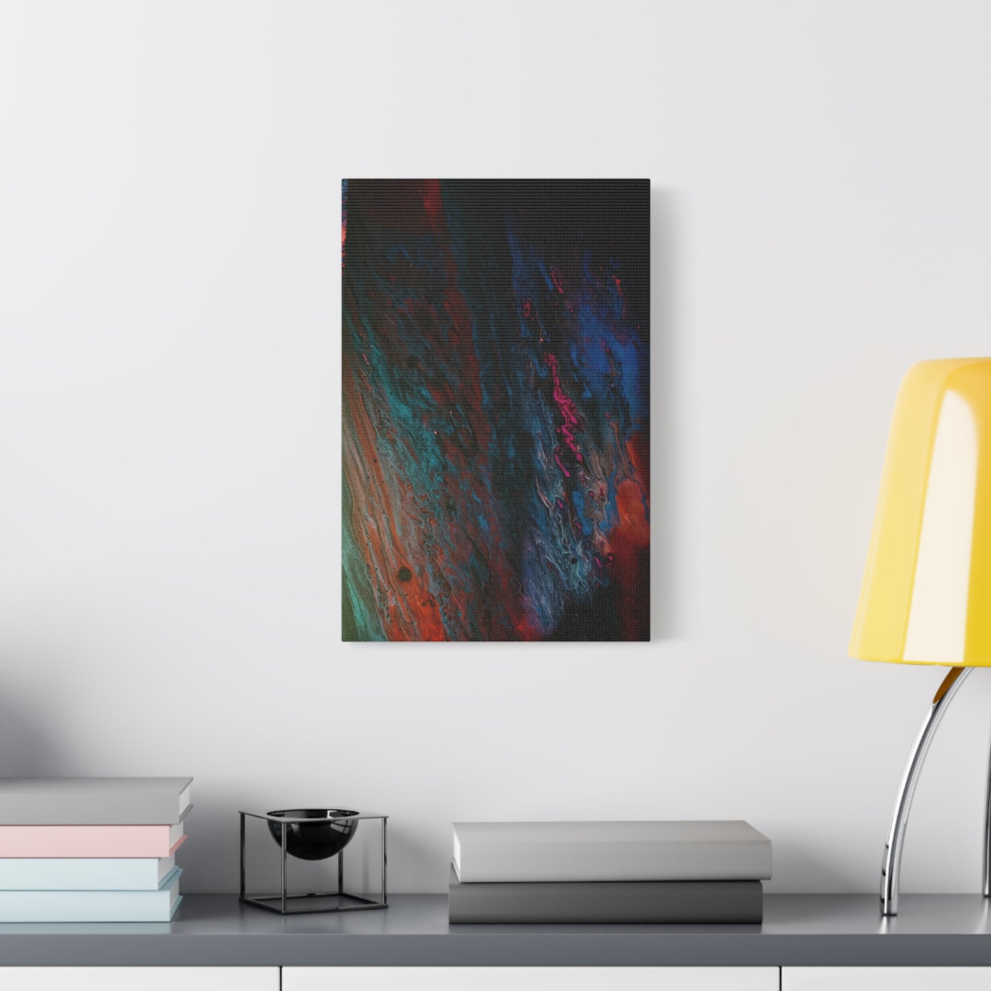 Abstract Fluid Art Canvas Wall Art - Jupiter pour — Vibrant Ocean Night Matte Stretched Canvas