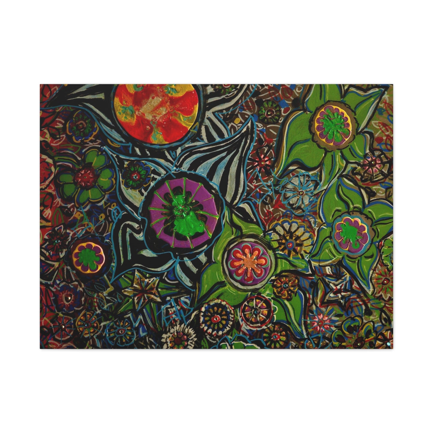 Urban_gardening-03 - Psychedelic Floral Canvas Print — Vibrant Abstract Garden Wall Art