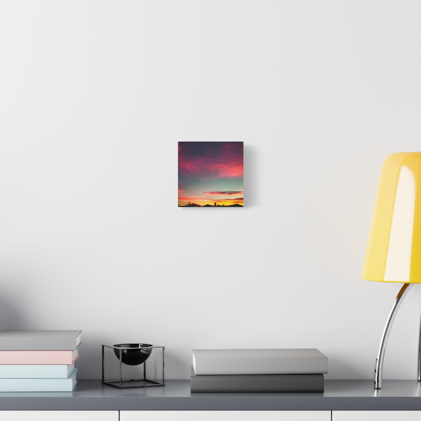 pink sky at morning - Horizon Matte Canvas Print — Vibrant Pink & Teal Sky Wall Art, Stretched 1.25"
