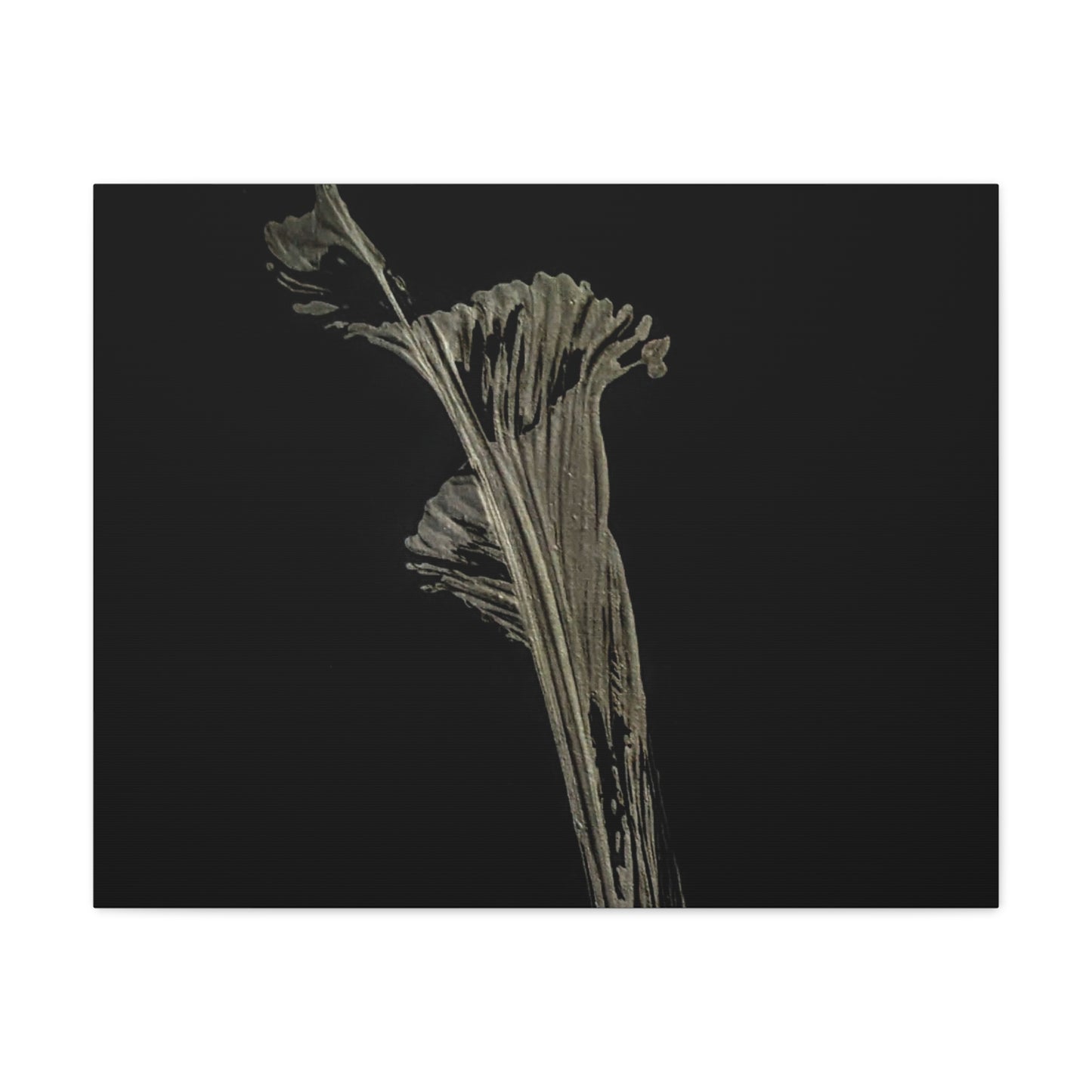 Calla Lilly - Minimalist Botanical Canvas Print — Monochrome Flower Art on Black Matte