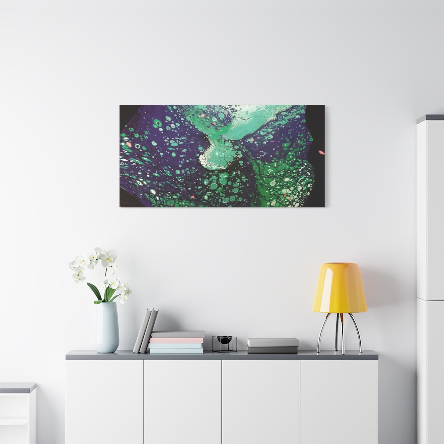 Abstract Green & Teal Fluid Art Canvas Print - Matte Stretched Wall Art