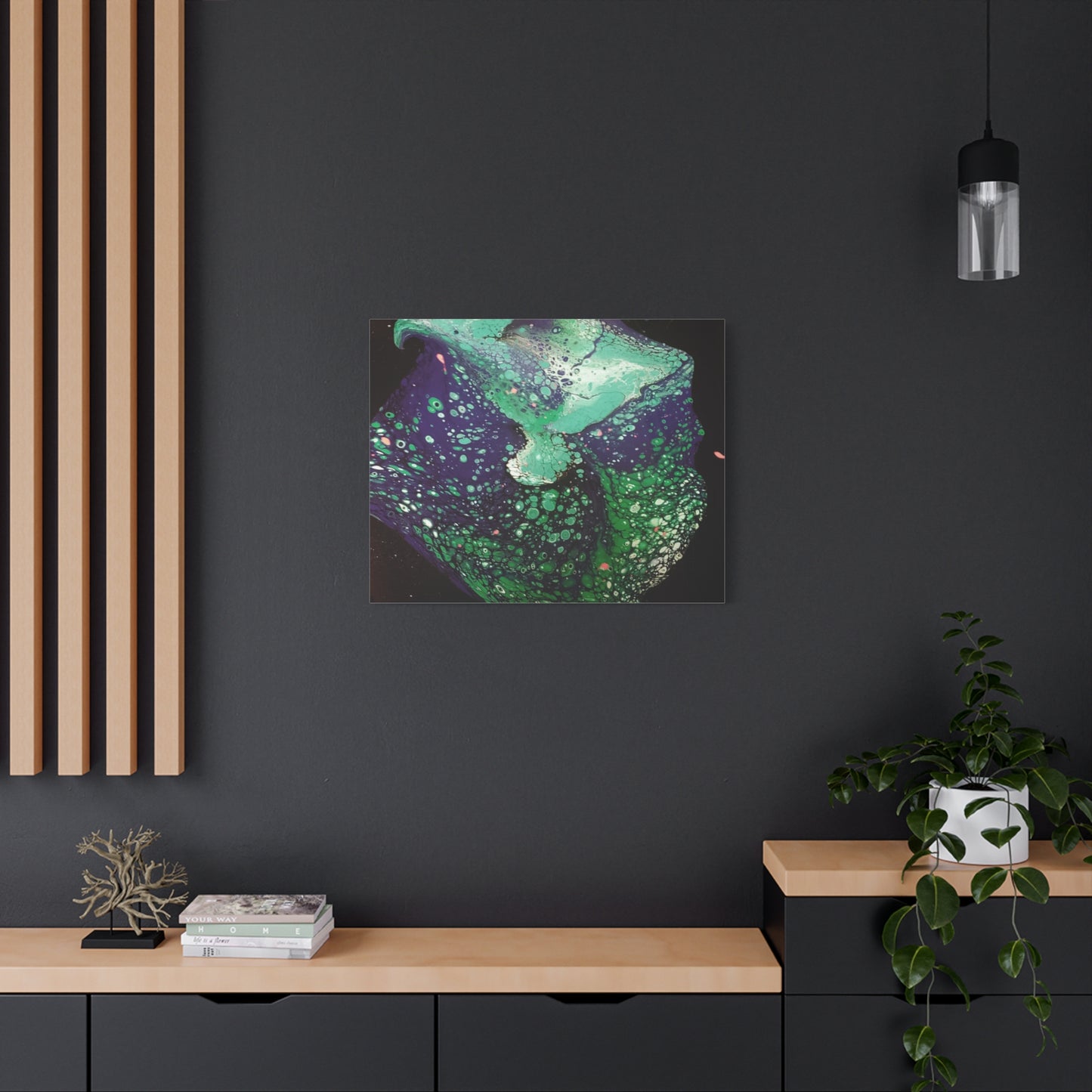 Abstract Green & Teal Fluid Art Canvas Print - Matte Stretched Wall Art