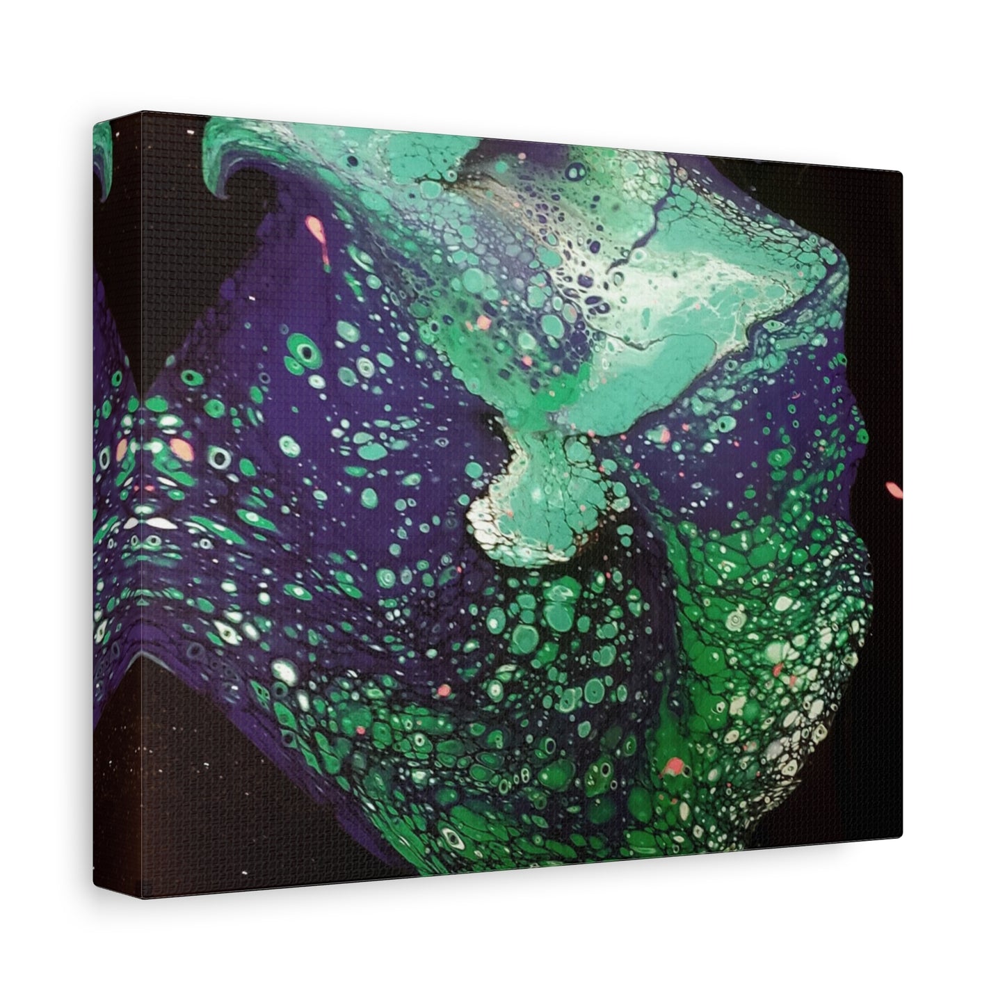 Abstract Green & Teal Fluid Art Canvas Print - Matte Stretched Wall Art