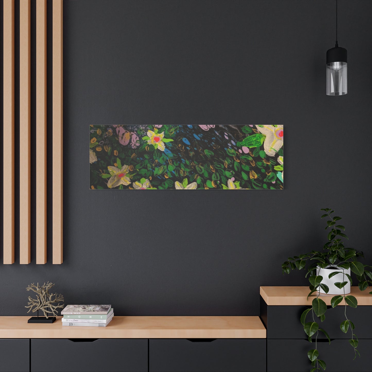 Floetrol&Flowers - Night Pour Garden Matte Canvas Print — Stretched Wall Art