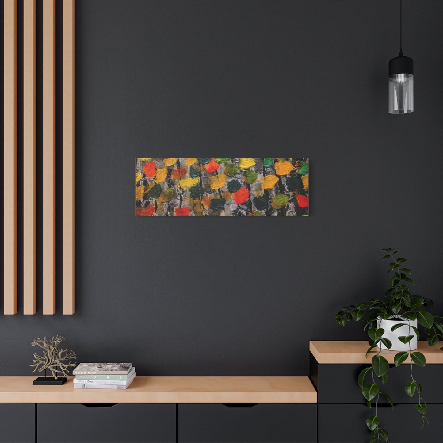 birch trees with color strokes - Abstract Color Bloom Matte Canvas Wall Art — Stretched 1.25"