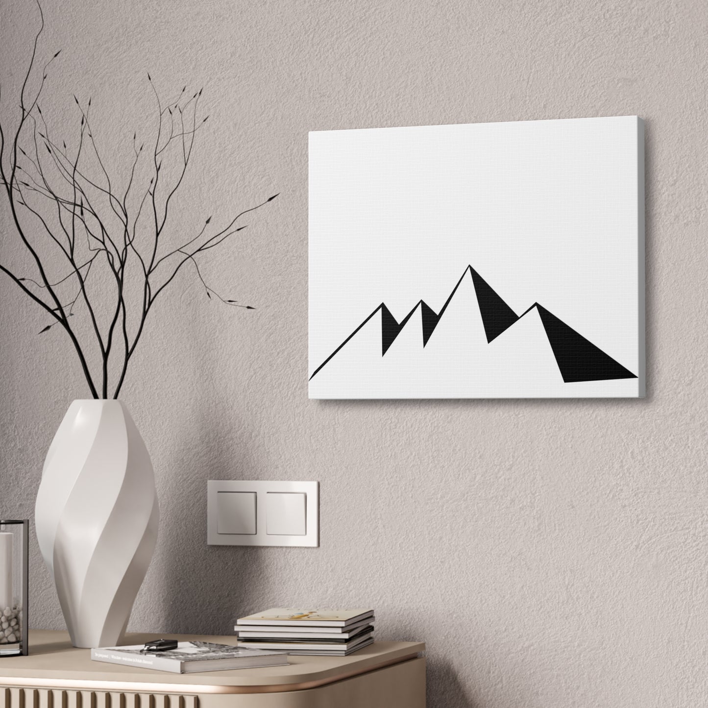 mountains001 - Modern Black Mountain Canvas Art