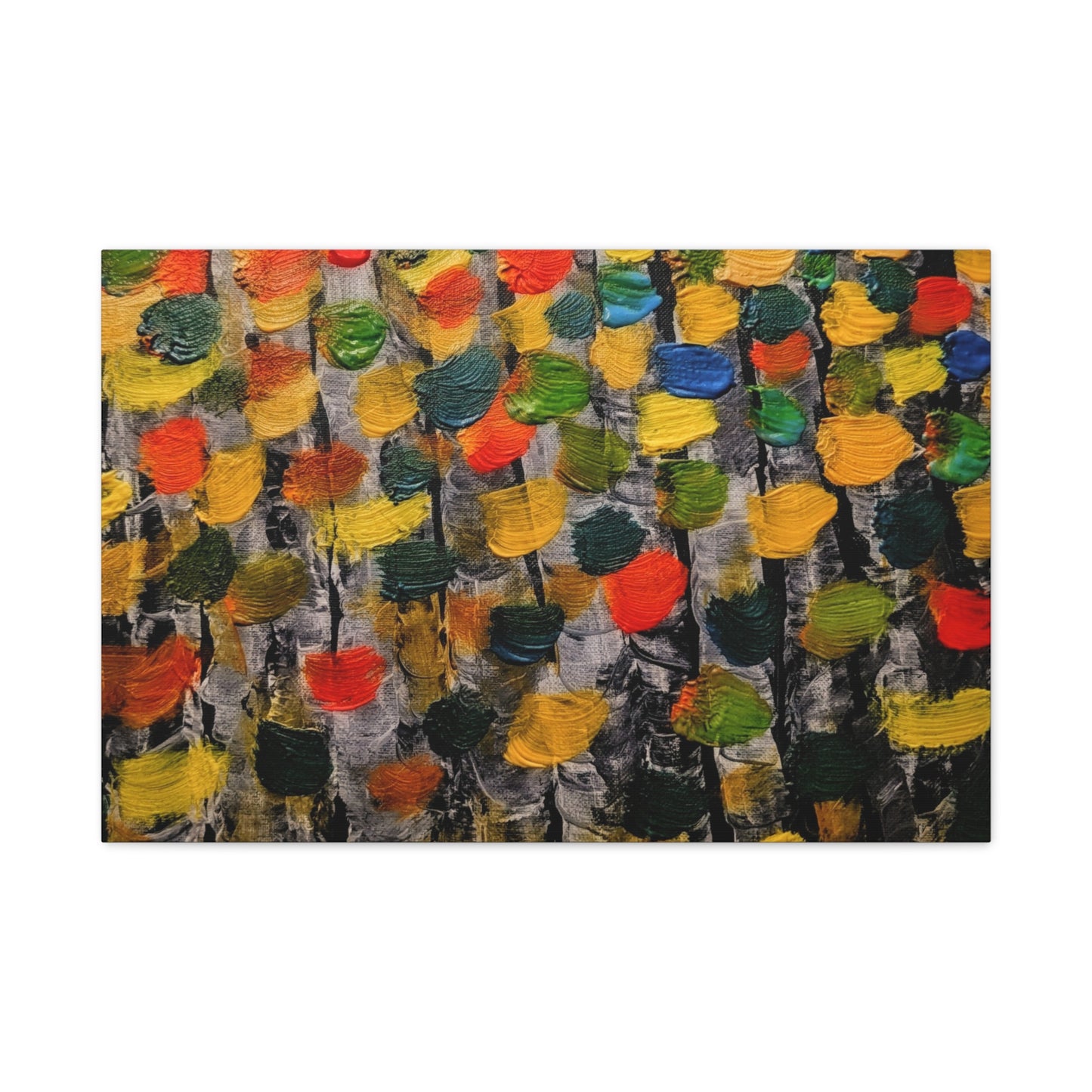 birch trees with color strokes - Abstract Color Bloom Matte Canvas Wall Art — Stretched 1.25"