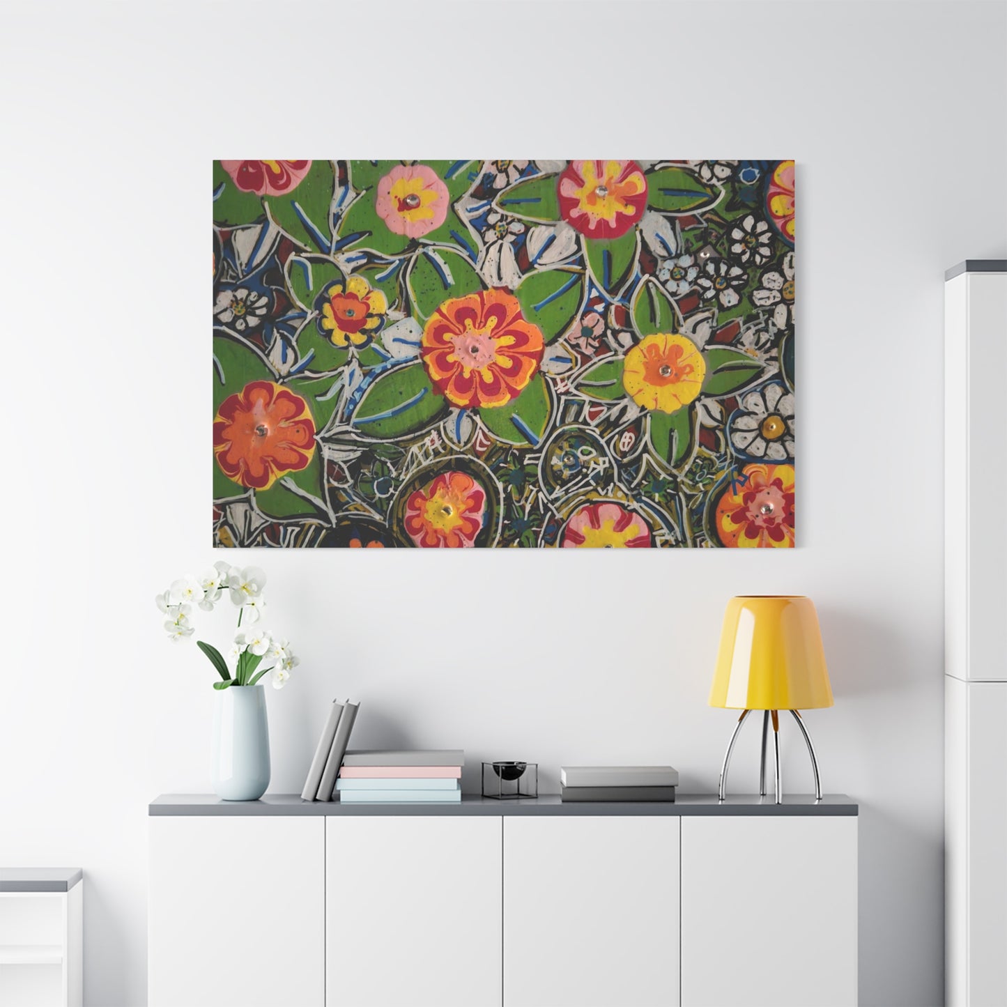 Urban_gardening-04 - Floral Pop Matte Stretched Canvas – Colorful Hand-Painted Garden Wall Art