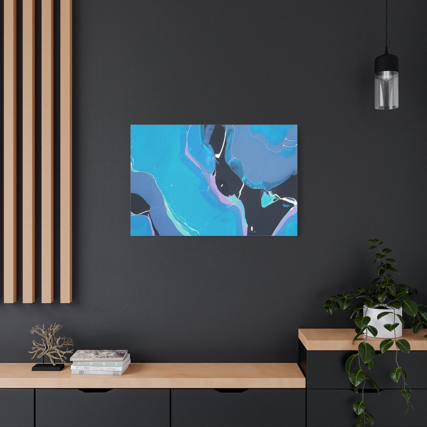 Abstract Blue Fluid Art Canvas Print — Matte Stretched Wall Art 1.25"