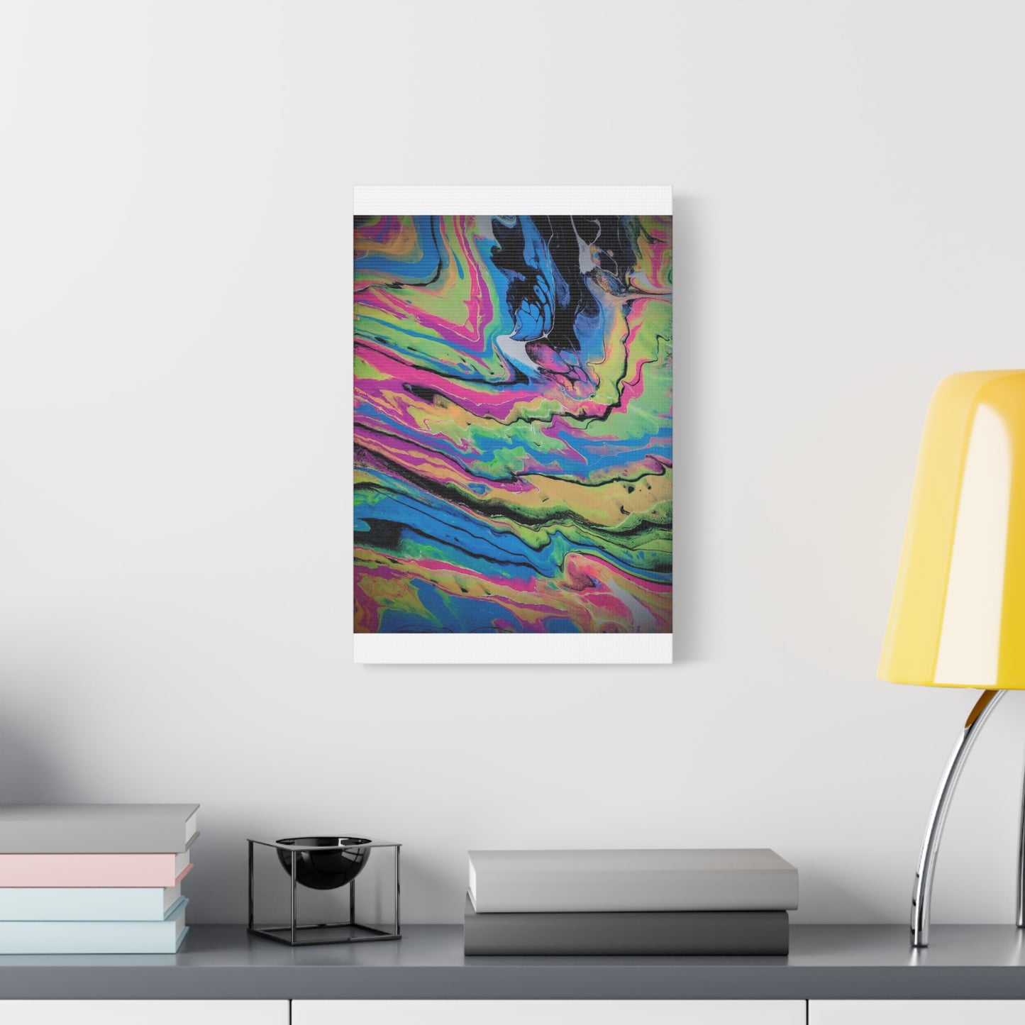 Abstract Neon Fluid Art Canvas Print — Vibrant Psychedelic Wall Decor