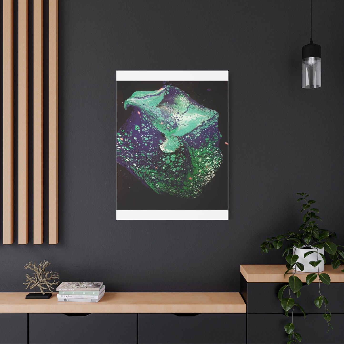 Abstract Green & Teal Fluid Art Canvas Print - Matte Stretched Wall Art