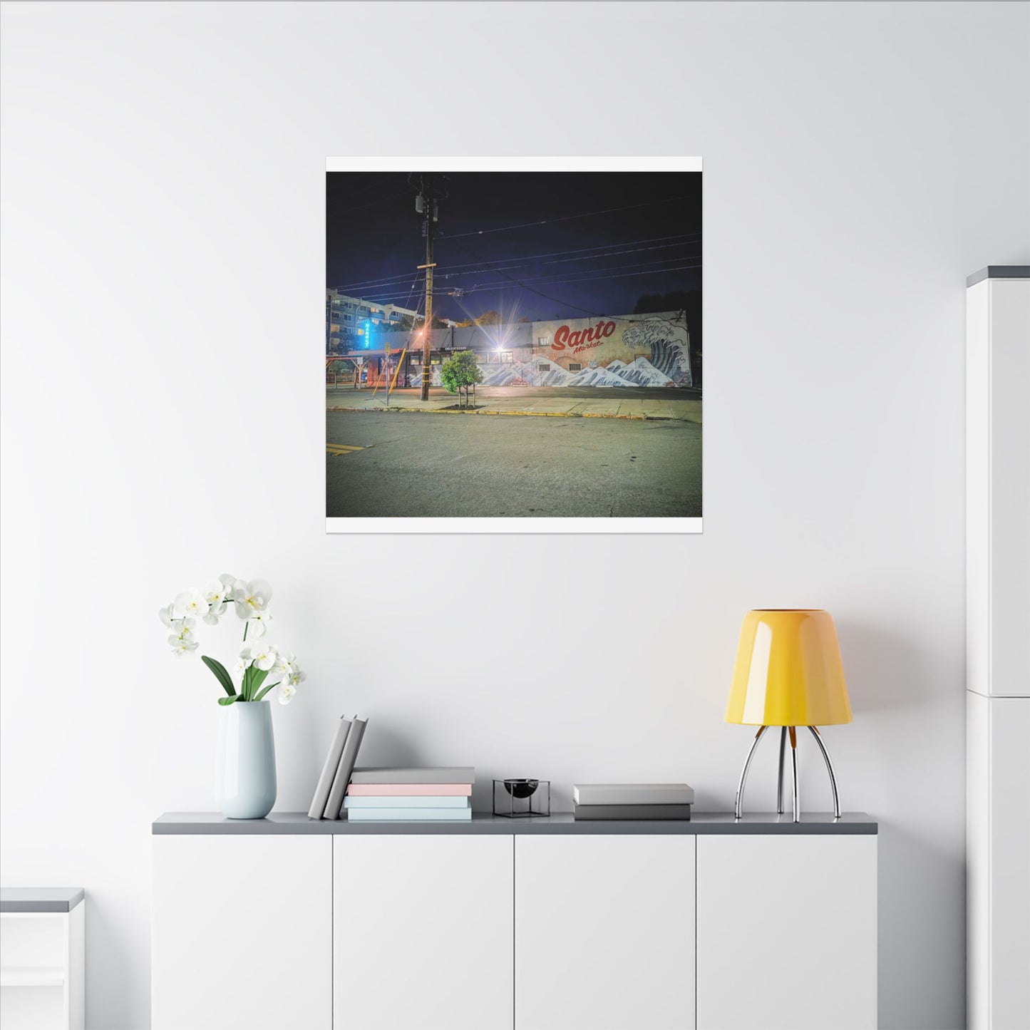 Santo Market Mural (7th&taylor)— Nighttime Urban Wall Art