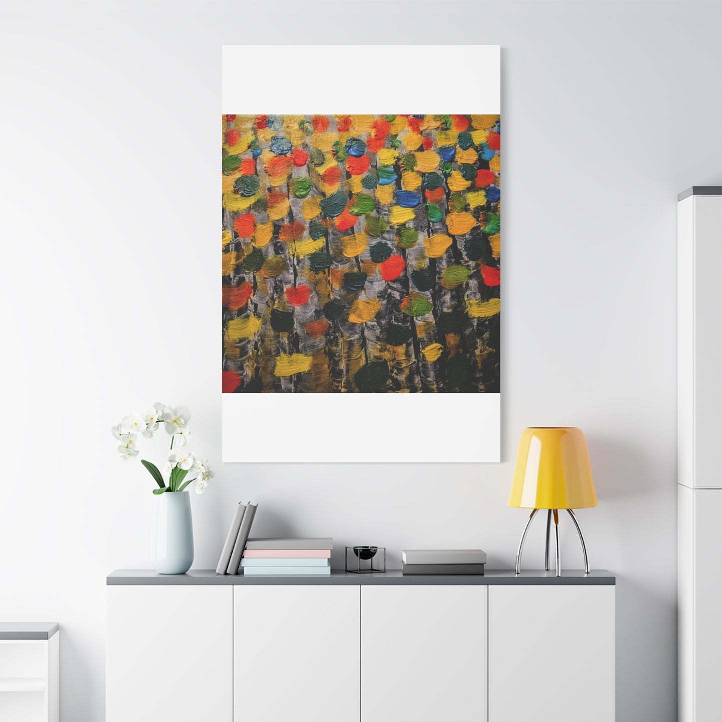 birch trees with color strokes - Abstract Color Bloom Matte Canvas Wall Art — Stretched 1.25"