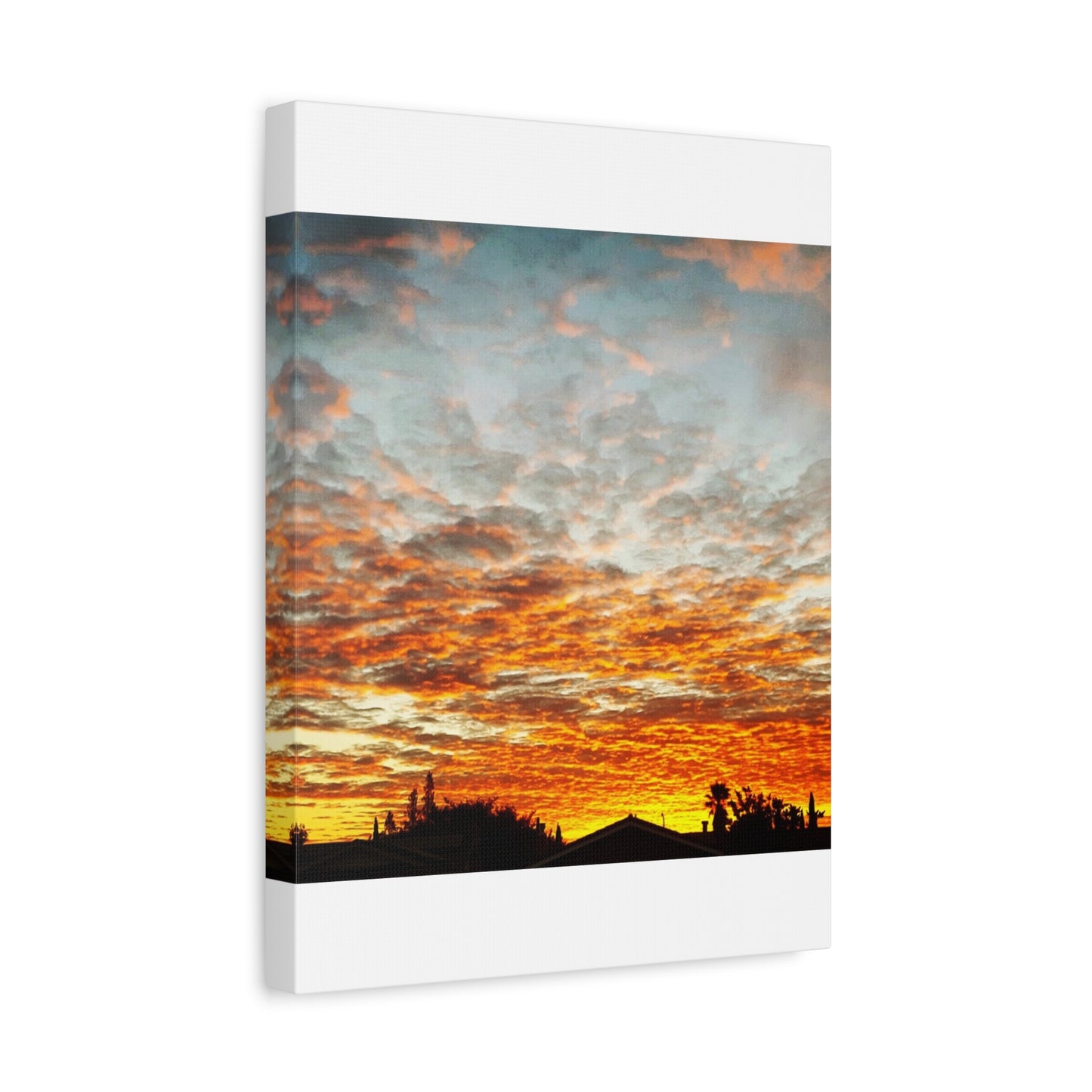 Sunset Sky Canvas Print — Orange Cloudscape Matte Stretched Wall Art