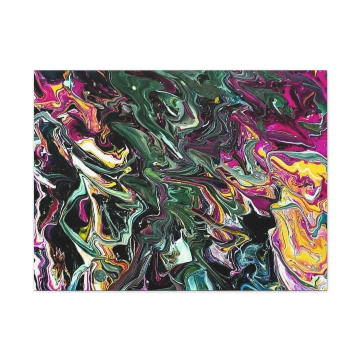 chaos in the garden - Abstract Fluid Art Matte Canvas Print - Colorful Swirl Wall Art