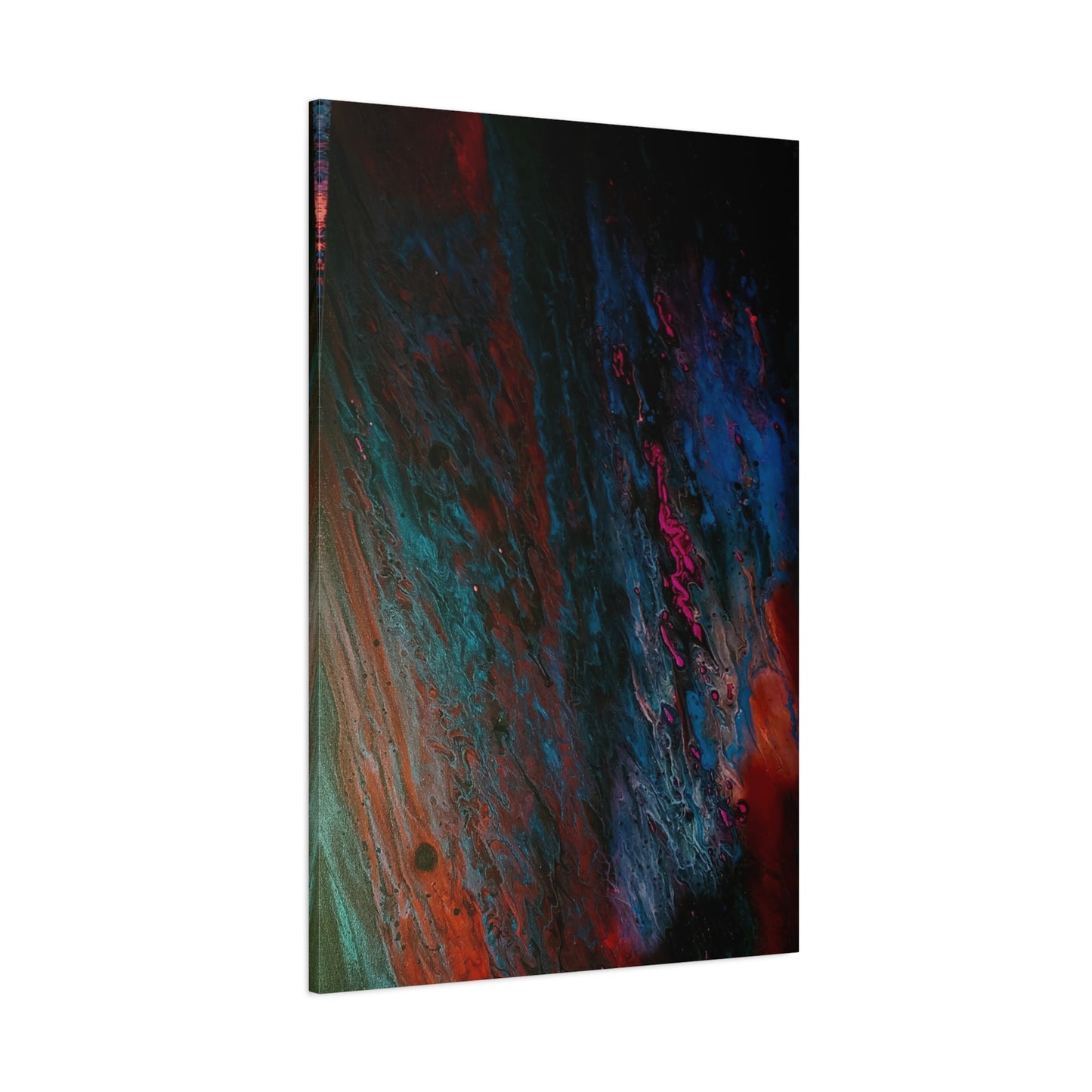 Abstract Fluid Art Canvas Wall Art - Jupiter pour — Vibrant Ocean Night Matte Stretched Canvas