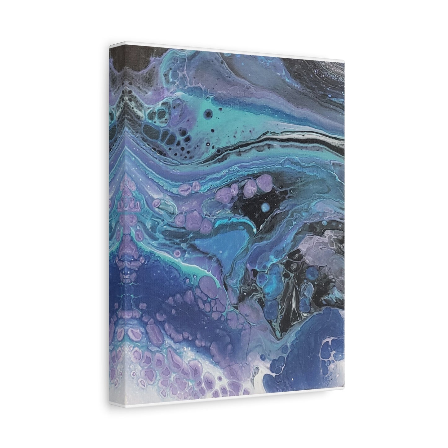 Abstract Ocean Wave Matte Canvas Print — Blue & Purple Fluid Art, Stretched 1.25"