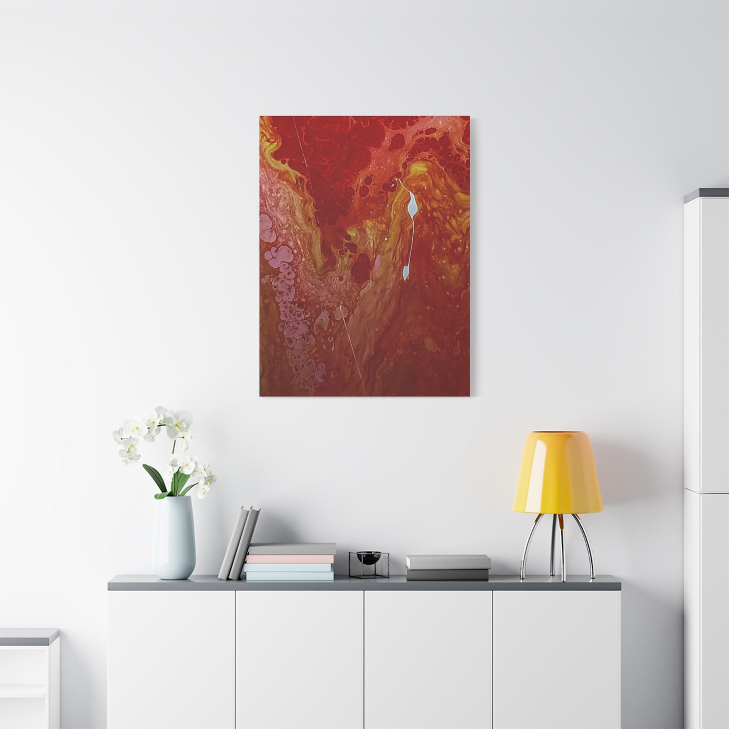 Abstract Red Fluid Art Canvas Print — Matte Stretched Wall Art
