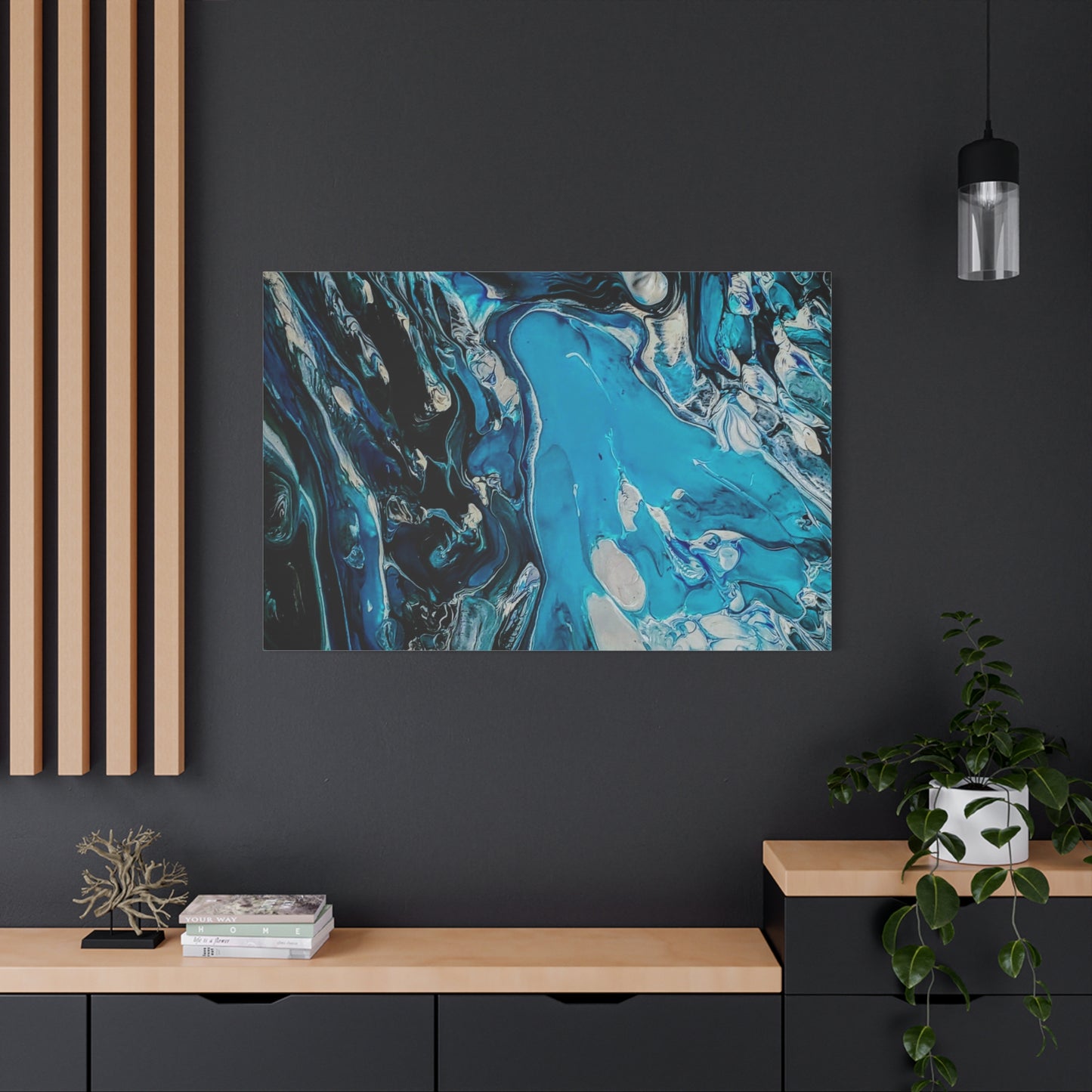 Blue Ocean Abstract Matte Canvas Print — Stretched Wall Art